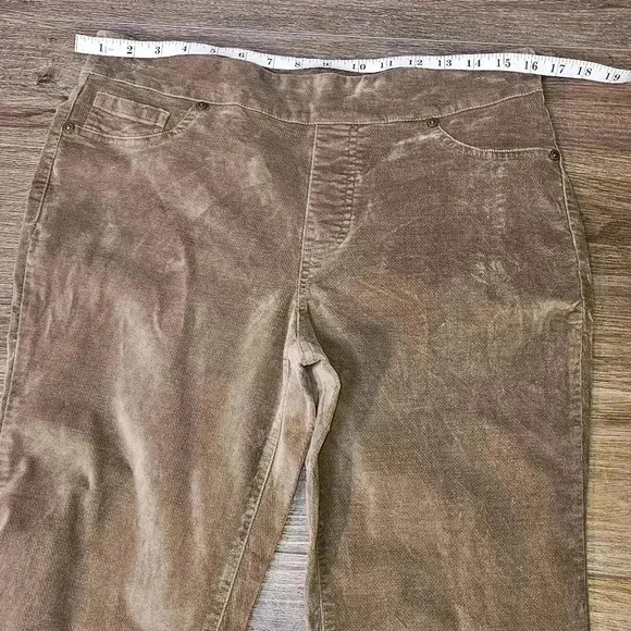 Diane Gilman DG2 Brown Pullon Velvet Wide Leg Pants Sz PM - Picture 8 of 11